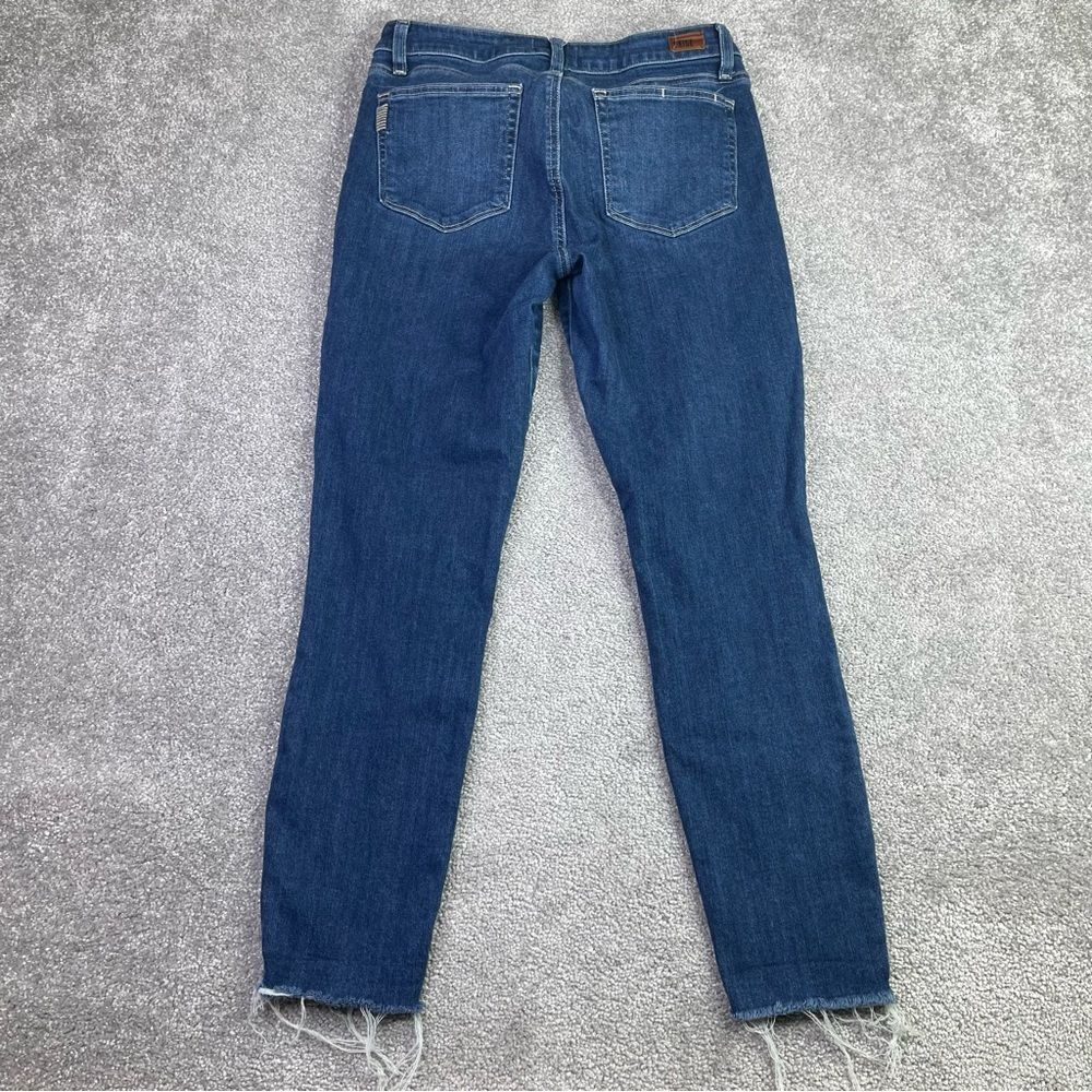 Paige Jeans Women's 30 Blue Skinny Mid-Rise Dark Denim Verdugo Ankle Distressed - Picture 4 of 15